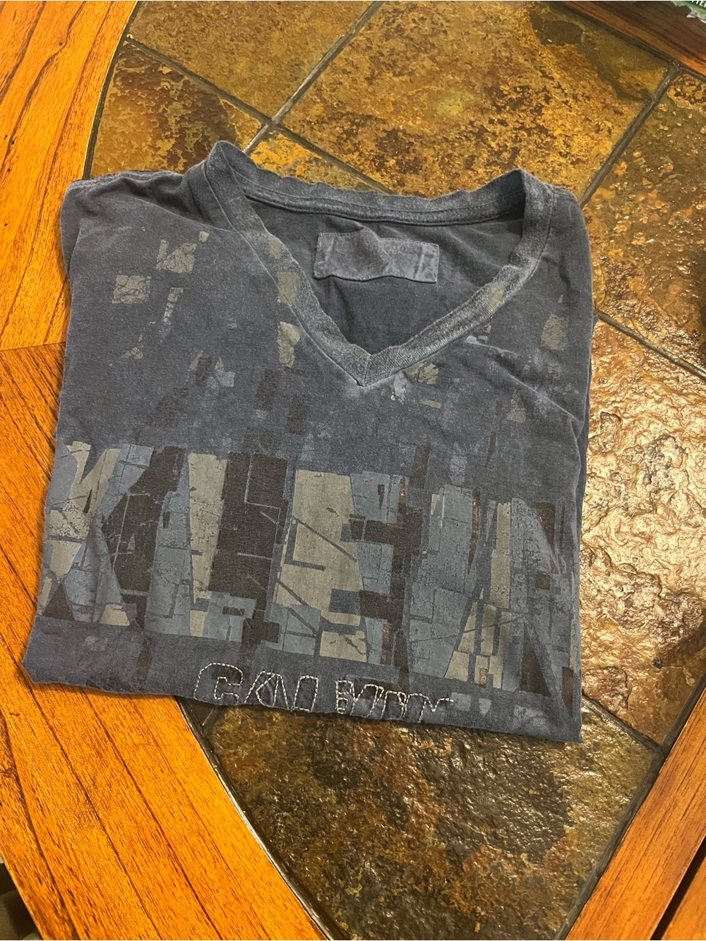 Dark Gray V-Neck Graphic Tee